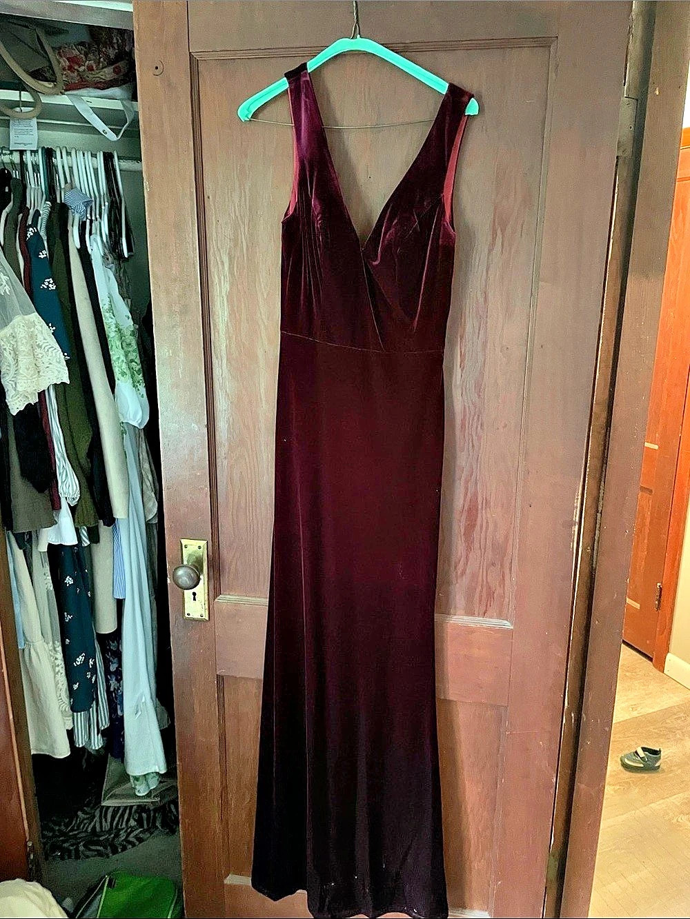 Revelry Velvet Bridesmaid Dress in Burgundy